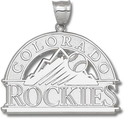Colorado Rockies Giant 2 1/4" W x 1 1/2" H "Rockies Club Logo" Pendant - Sterling Silver Jewelry