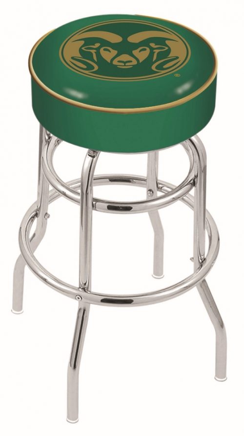 Colorado State Rams (L7C1) 25" Tall Logo Bar Stool by Holland Bar Stool Company (with Double Ring Swivel Chrome Base)