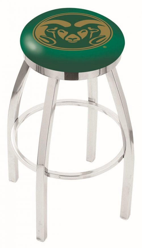 Colorado State Rams (L8C2C) 25" Tall Logo Bar Stool by Holland Bar Stool Company (with Single Ring Swivel Chrome Solid Welded Base)