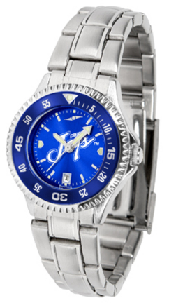 Creighton Blue Jays Competitor AnoChrome Ladies Watch with Steel Band and Colored Bezel