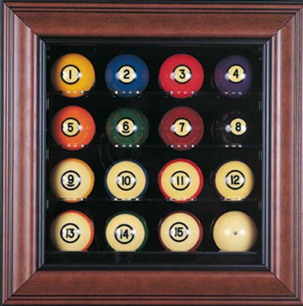 Deluxe 16 Ball Cabinet Style Pool Ball Display Case