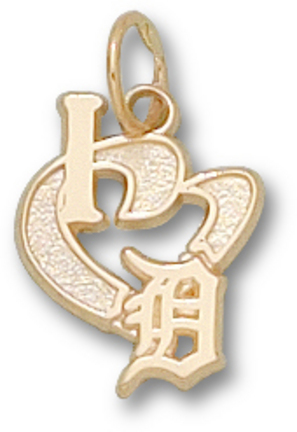 Detroit Tigers 1/2" "I Heart D" Charm - 10KT Gold Jewelry