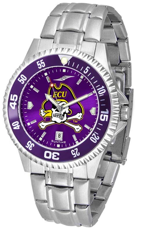East Carolina Pirates Competitor AnoChrome Men's Watch with Steel Band and Colored Bezel
