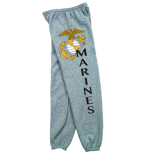 Fox Outdoor 64-762 S Mens Marines With Logo One Sided imprint Sweatpant Heather Grey - Small