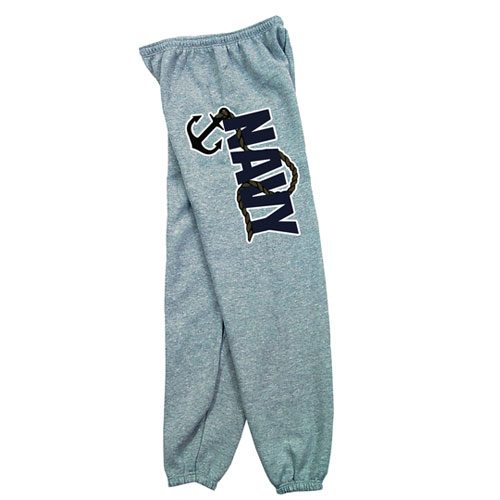 Fox Outdoor 64-777 L Mens Navy With Anchor Logo One Sided imprint Sweatpant Heather Grey - Large