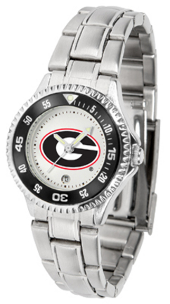 Georgia Bulldogs Competitor Ladies Watch with Steel Band