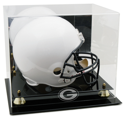 Georgia Bulldogs Logo Golden Classic Full Size Helmet Display Case