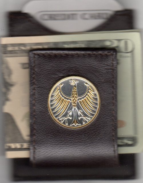 German 5 Mark Silver "Eagle" Two Tone Coin Folding Money Clip with Silver Highlights