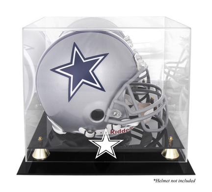 Golden Classic Football Helmet Display Case with Dallas Cowboys Logo