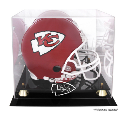 Golden Classic Football Helmet Display Case with Kansas City Chiefs Logo