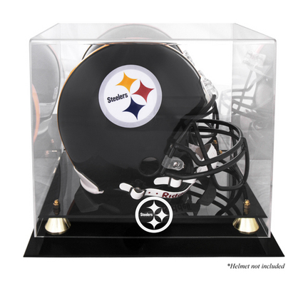 Golden Classic Football Helmet Display Case with Pittsburgh Steelers Logo