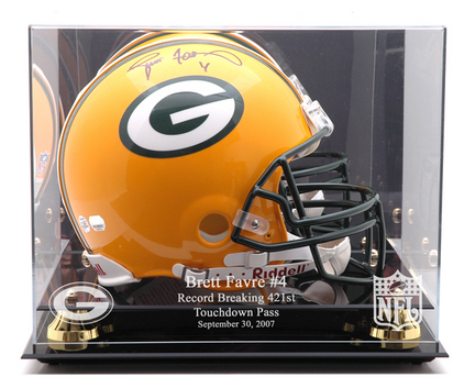 Golden Classic Full Size Helmet Display Case with Green Bay Packers / Touch Down Record Logo