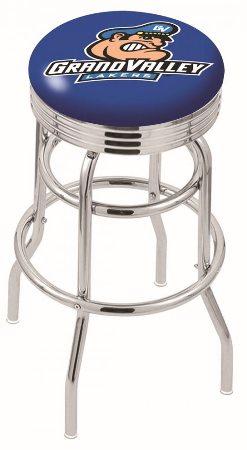 Grand Valley State Lakers (L7C3C) 30" Tall Logo Bar Stool by Holland Bar Stool Company (with Double Ring Swivel Chrome Base)