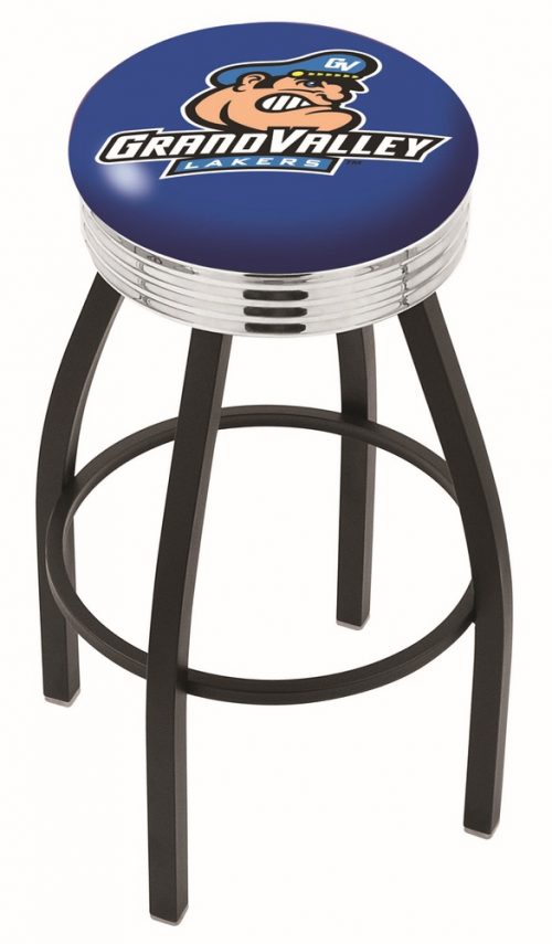 Grand Valley State Lakers (L8B3C) 25" Tall Logo Bar Stool by Holland Bar Stool Company (with Single Ring Swivel Black Solid Welded Base)