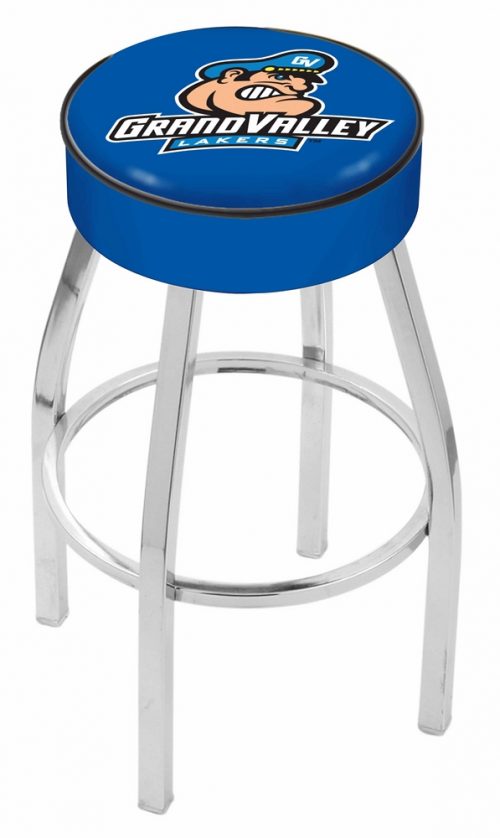 Grand Valley State Lakers (L8C1) 25" Tall Logo Bar Stool by Holland Bar Stool Company (with Single Ring Swivel Chrome Solid Welded Base)
