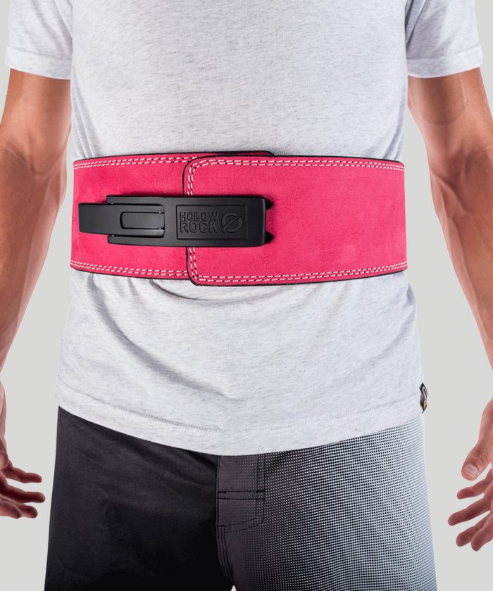 HollowRock Gear ACLB028S 35 in. Platinum 7 mm Weight Lifting Lever Belt Pink - Small