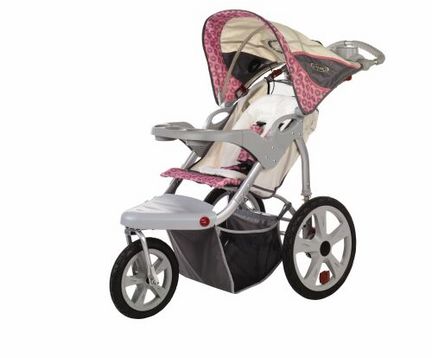 InSTEP Grand Safari (Tan / Pink) Swivel Wheel Single Jogger / Stroller