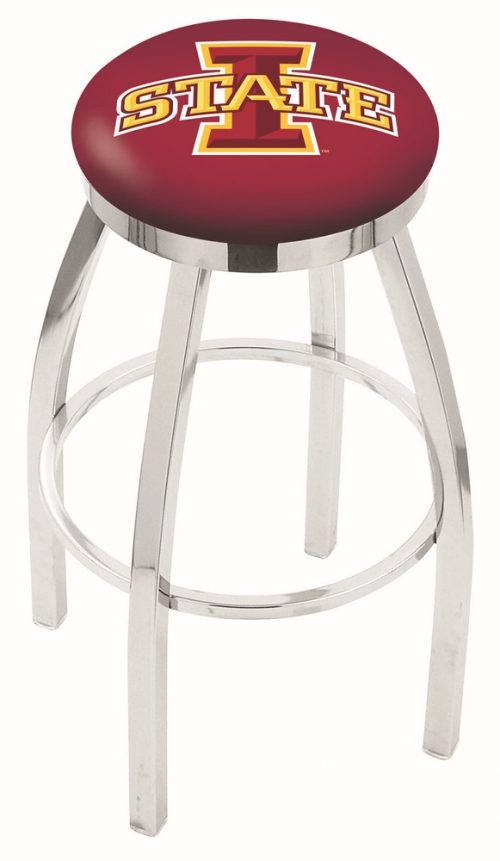 Iowa State Cyclones (L8C2C) 30" Tall Logo Bar Stool by Holland Bar Stool Company (with Single Ring Swivel Chrome Solid Welded Base)