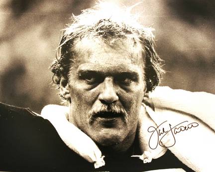 Jack Lambert Autographed "BW Close Up with Signature in Black" Pittsburgh Steelers 16" x 20" Photo