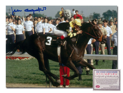 Jean Cruguet Seattle Slew Horse Racing Kentucky Derby "Triple Crown Winner 1977 Color" Autographed 11" x 14" Photograph