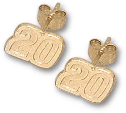 Joey Logano 1/4" Very Small #20 Post Earrings - 10KT Gold Jewelry