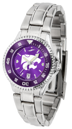 Kansas State Wildcats Competitor AnoChrome Ladies Watch with Steel Band and Colored Bezel