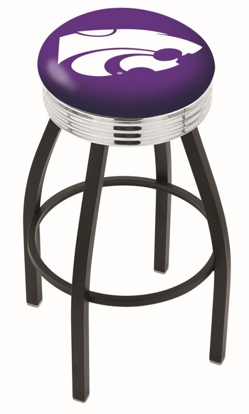 Kansas State Wildcats (L8B3C) 30" Tall Logo Bar Stool by Holland Bar Stool Company (with Single Ring Swivel Black Solid Welded Base)
