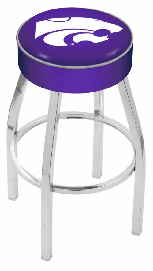 Kansas State Wildcats (L8C1) 30" Tall Logo Bar Stool by Holland Bar Stool Company (with Single Ring Swivel Chrome Solid Welded Base)