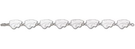 Kansas State Wildcats "Power Cat" 1/2" 7.5" Bracelet - Sterling Silver Jewelry