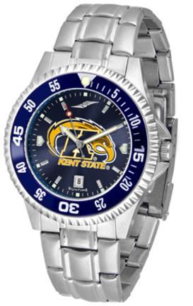 Kent State Golden Flashes Competitor AnoChrome Men's Watch with Steel Band and Colored Bezel