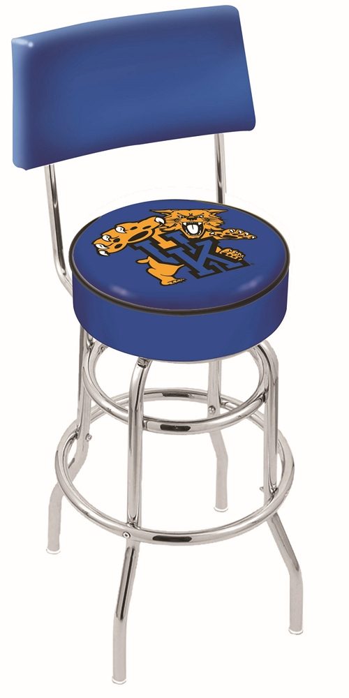 Kentucky Wildcats (L7C4) 25" Tall Logo Bar Stool by Holland Bar Stool Company (with Double Ring Swivel Chrome Base and Chair Seat Back)