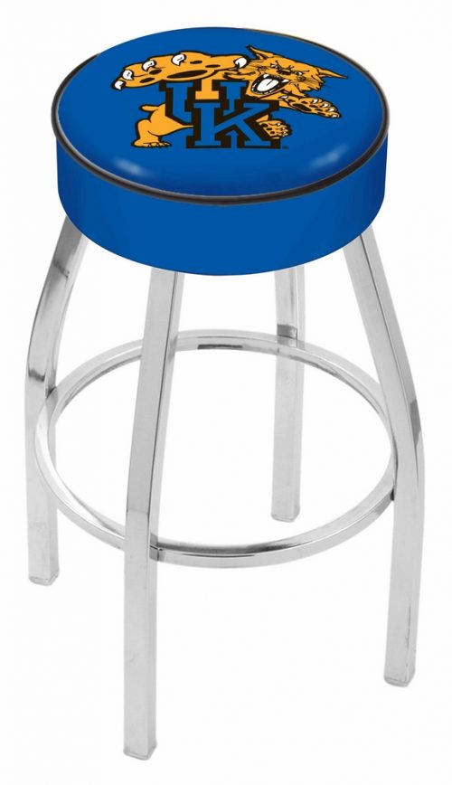 Kentucky Wildcats (L8C1) 25" Tall Logo Bar Stool by Holland Bar Stool Company (with Single Ring Swivel Chrome Solid Welded Base)