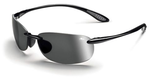 Kickback Sunglasses with Shiny Black Frames and Polarized TNS Gun Lenses from Bolle