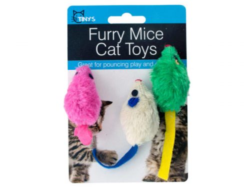Kole Imports DI549-54 Furry Mice Cat Toys Set - Pack of 54