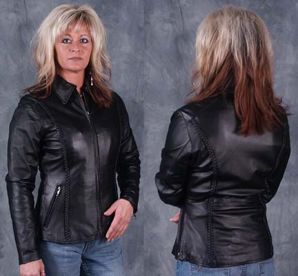 Ladies Soft Nappa Leather Biker Jacket