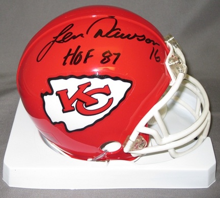 Len Dawson Kansas City Chiefs NFL Autographed Mini Football Helmet with HOF '87 Inscription