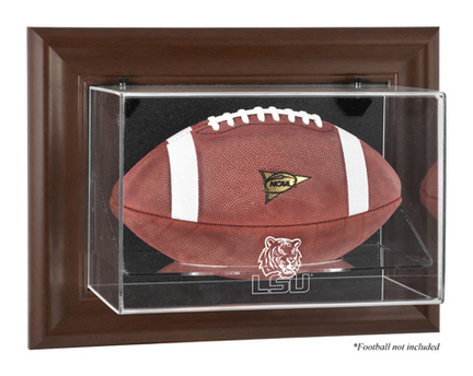 Louisiana State (LSU) Tigers Brown Framed Wall Mountable Logo Football Display Case
