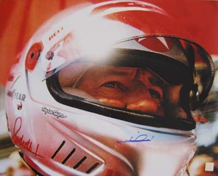 Mario Andretti Autographed "Helmet" 16" x 20" Photograph (Unframed)