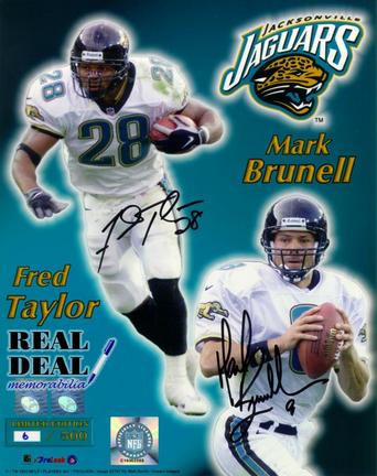 Mark Brunell & Fred Taylor Autographed 16" x 20" Photograph - Limited Edition of 99 (Unframed)