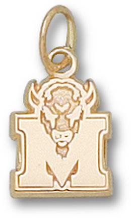 Marshall Thundering Herd 3/8" "M Marco" Charm - 10KT Gold Jewelry
