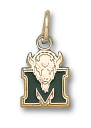 Marshall Thundering Herd 3/8" "M Marco" Green Enamel Charm - 10KT Gold Jewelry