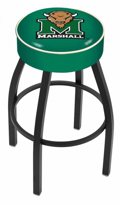 Marshall Thundering Herd (L8B1) 25" Tall Logo Bar Stool by Holland Bar Stool Company (with Single Ring Swivel Black Solid Welded Base)