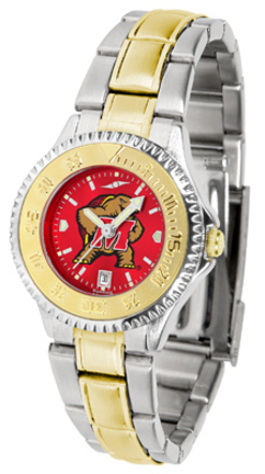 Maryland Terrapins Competitor AnoChrome Ladies Watch with Two-Tone Band