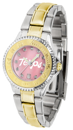 Maryland Terrapins Competitor Ladies Watch with Mother of Pearl Dial and Two-Tone Band
