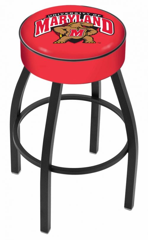 Maryland Terrapins (L8B1) 30" Tall Logo Bar Stool by Holland Bar Stool Company (with Single Ring Swivel Black Solid Welded Base)