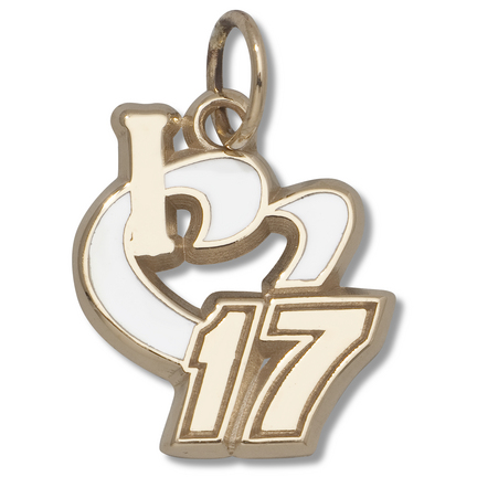 Matt Kenseth 1/2" "I Heart 17" Enameled Charm - 10KT Gold Jewelry