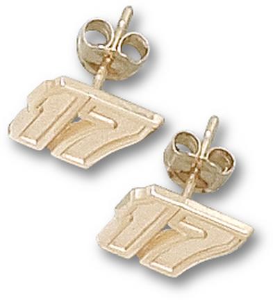 Matt Kenseth 1/4" Very Small #17 Post Earrings - 10KT Gold Jewelry