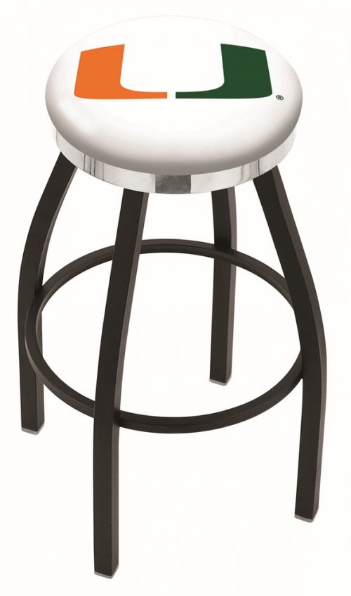 Miami Hurricanes (L8B2C) 25" Tall Logo Bar Stool by Holland Bar Stool Company (with Single Ring Swivel Black Solid Welded Base)