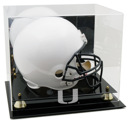 Miami Hurricanes Logo Golden Classic Full Size Helmet Display Case