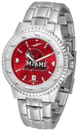 Miami (Ohio) RedHawks Competitor AnoChrome Men's Watch with Steel Band